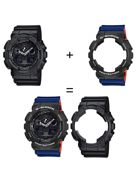 Casio Casio Zegarek SET GA-100-1A1ER + BEZEL 10508136 + PASEK 10527467 Czarny