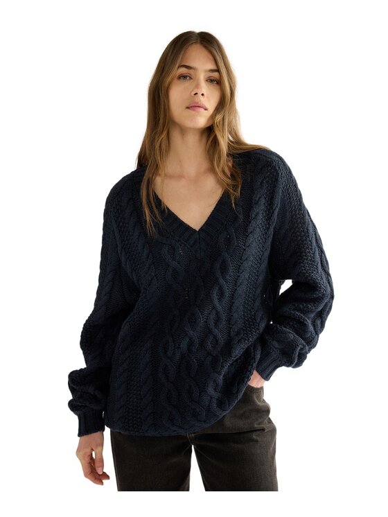 Wrangler Wrangler Sweter 112386762 Granatowy Loose Fit
