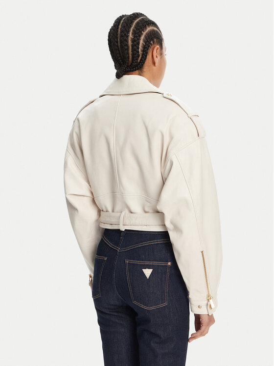 Just Cavalli Just Cavalli Giacca di pelle 78PAVP05 Bianco Loose Fit