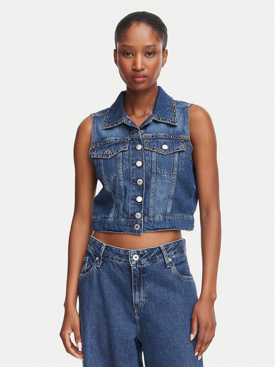 Guess Telovnik W6YN06 D1344 Modra Regular Fit