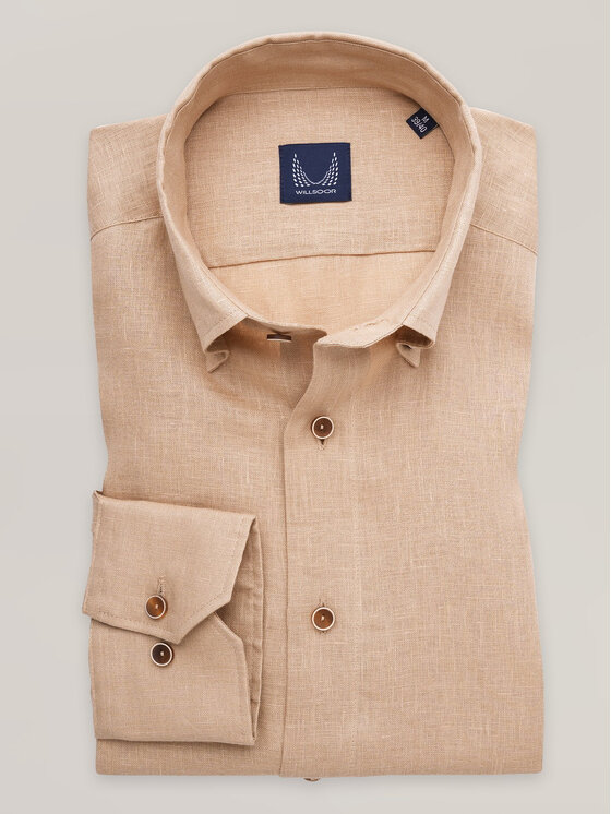 Willsoor Willsoor Koszula 43072sl Beżowy Slim Fit