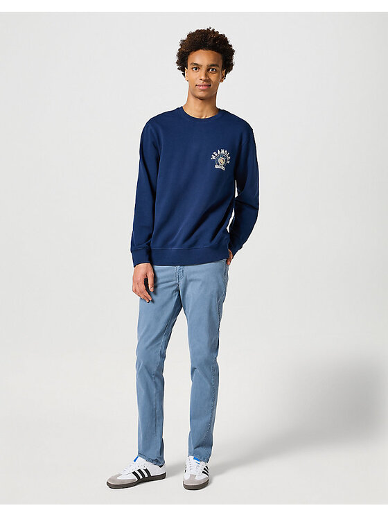 Wrangler Wrangler Bluza CREWNECK SWEATSHIRT Niebieski Loose Fit