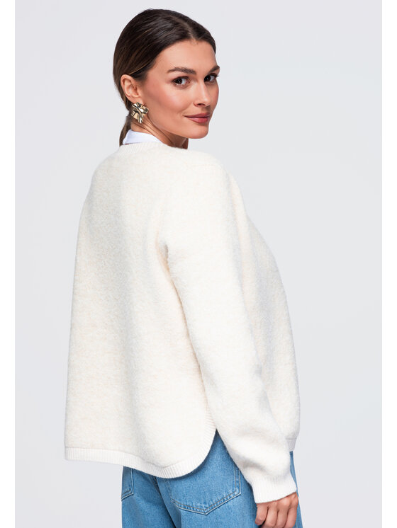 Ombre Ombre Sweter OW-SW-E0007 Beżowy Regular Fit