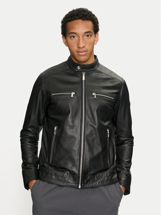 KARL LAGERFELD Geacă de piele 555019 543422 Negru Regular Fit