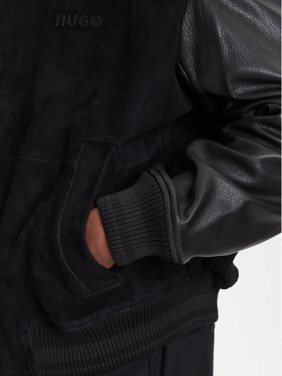 HUGO HUGO Kožená bunda Laxe 50541881 Čierna Regular Fit