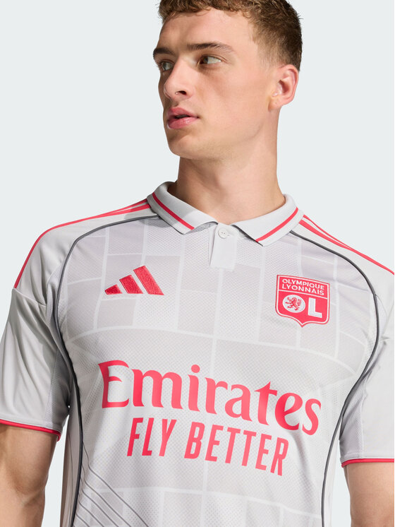 adidas adidas Koszulka techniczna Olympique Lyon Szary Slim Fit