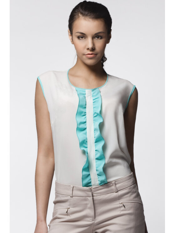 Awama Awama Bluzka A024 Écru Basic Fit