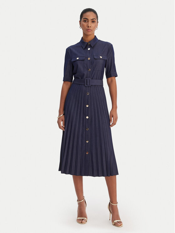 Fracomina Fracomina Haljina košulja FR26SD4003D470F9 Tamnoplava Regular Fit