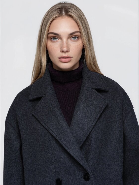 Ombre Ombre Płaszcz przejściowy OW-CT-E0023 Szary ciemny Relaxed Fit
