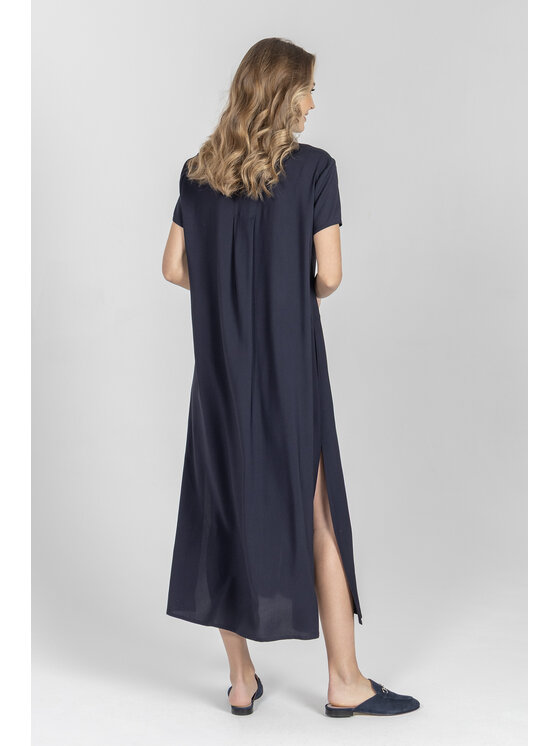 Deni Cler Milano Deni Cler Milano Sukienka koszulowa W-DC-3226-F2-A6-59-1 Granatowy Loose Fit