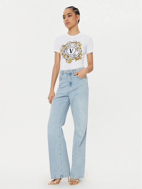 Versace Jeans Couture Versace Jeans Couture T-shirt 78HAHC01 Bijela Regular Fit