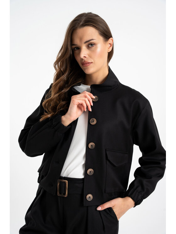 CLICK CLICK Prechodná bunda 71-0114 Čierna Boxy Fit