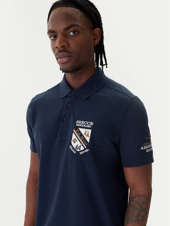 Aeronautica Militare Aeronautica Militare Тениска с яка и копчета 261PO1915UP00191 Тъмносин Regular Fit