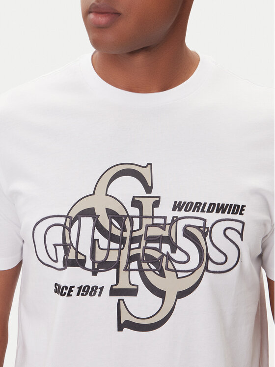 Guess Guess T-Shirt M5BI72 I3Z14 Bílá Slim Fit