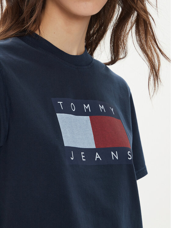 Tommy Jeans Tommy Jeans Tričko Flag DW0DW18629 Tmavomodrá Boxy Fit