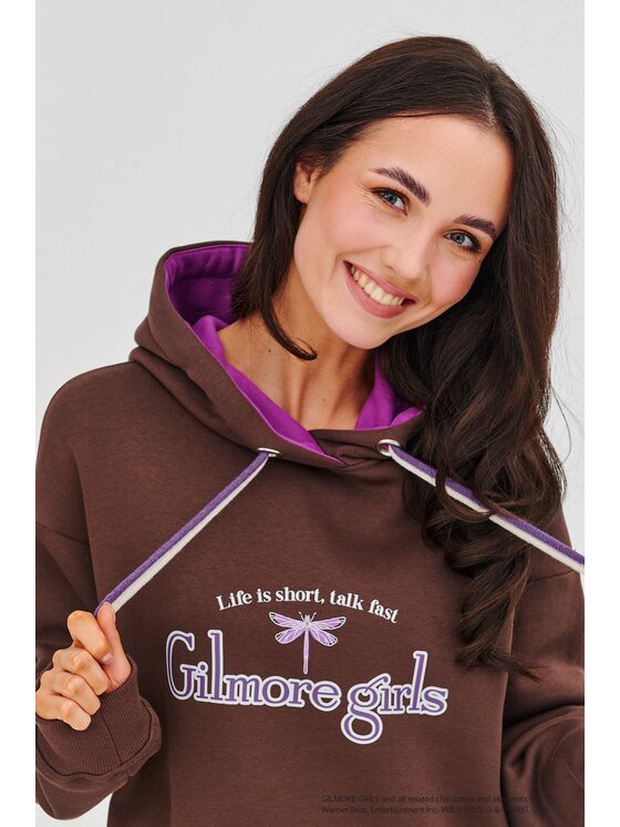 NAOKO Mikina Talk Fast Hnedá Regular Fit