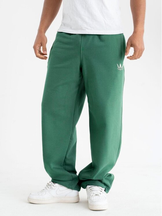 Jigga Wear Jigga Wear Spodnie dresowe Szerokie luźne sznurki korona 130169 Zielony Baggy Fit