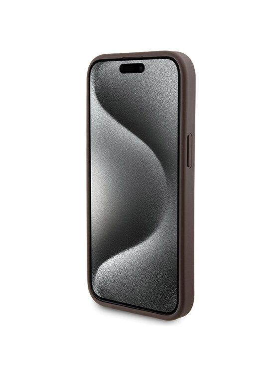 Guess Guess Zestaw prezentowy etui do iPhone 15 + powerbank 4G Metal Logo Brązowy