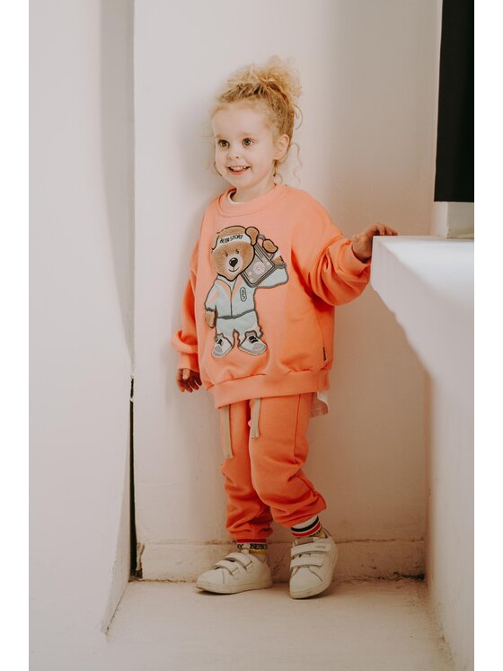 Bejbi Story Bejbi Story Bluza Bluza oversize Funky Teddy bez kaptura Pomarańczowy Oversize