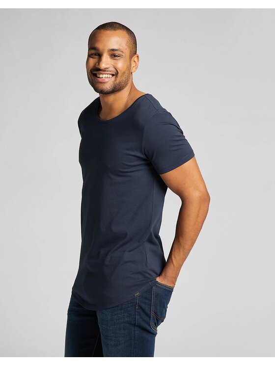 Lee Lee T-Shirt ELONGATED TEE Niebieski Regular Fit