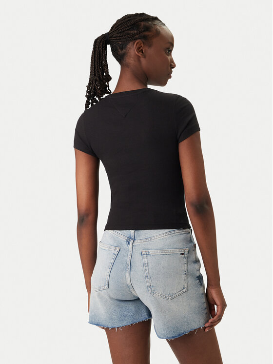 Tommy Jeans Tommy Jeans Тишърт Wavy Flag DW0DW22272 Черен Slim Fit