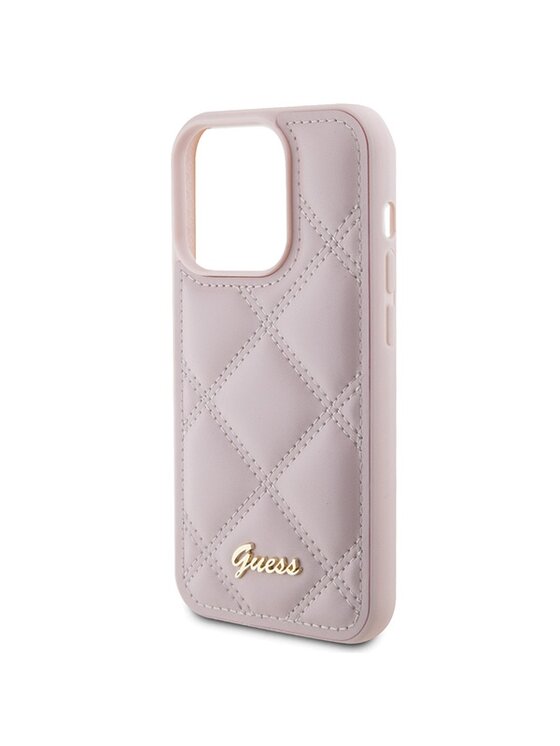 Guess Guess Etui na telefon Quilted Metal Logo Różowy