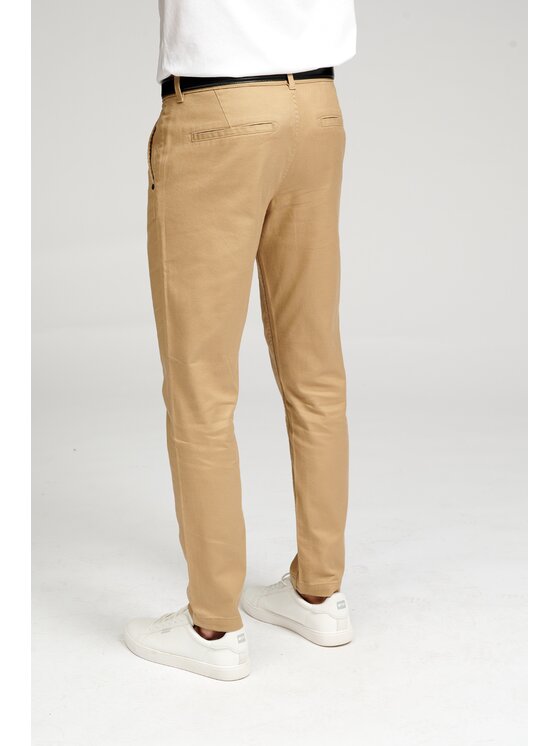 TeeShoppen TeeShoppen Chinosy 'Perform Collection' Beżowy Slim Fit