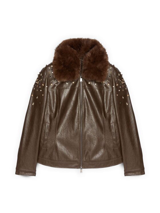 Fiorella Rubino Fiorella Rubino Giacca in similpelle R366T001245N022 Marrone Regular Fit