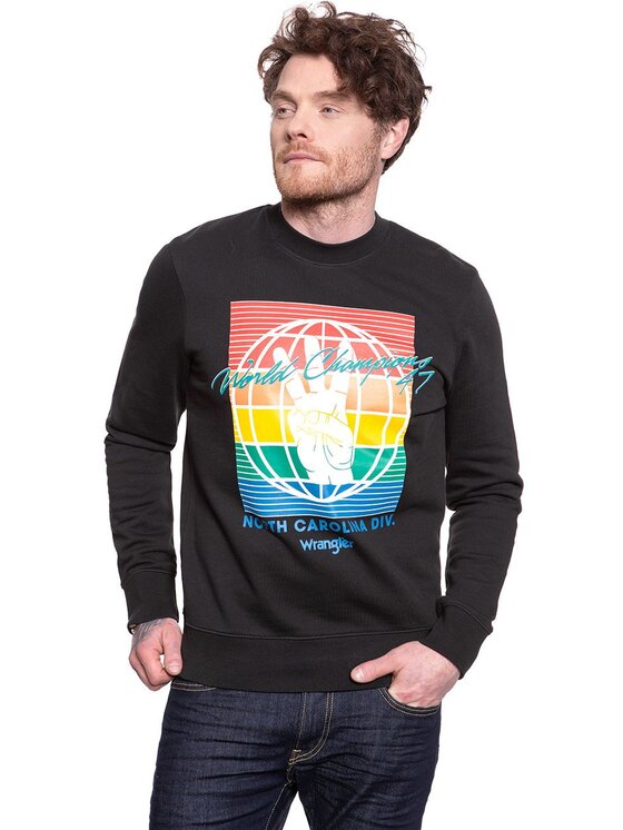 Wrangler Wrangler Felpa GLOBE SWEAT Nero Regular Fit