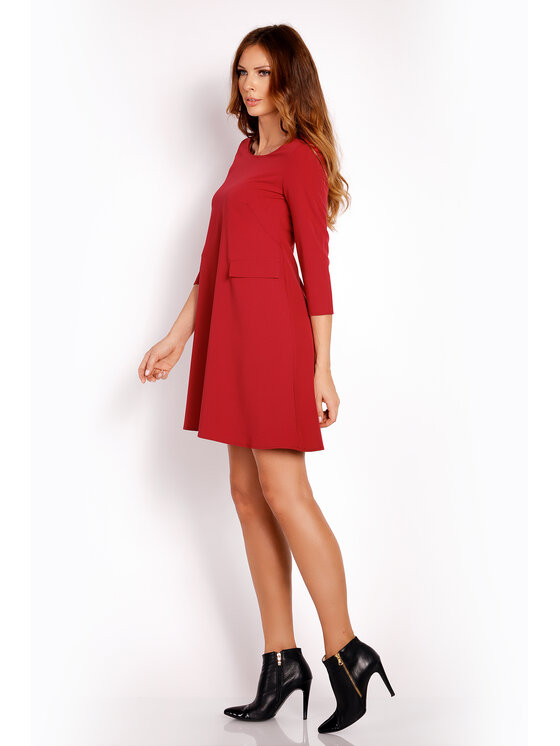 Awama Awama Každodenné šaty L005 Bordová Basic Fit