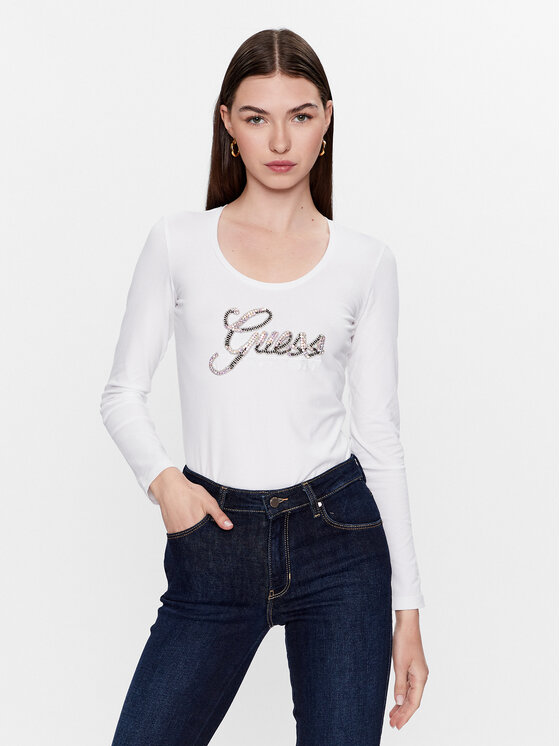 Guess Majica W3YI37 J1314 Bijela Slim Fit