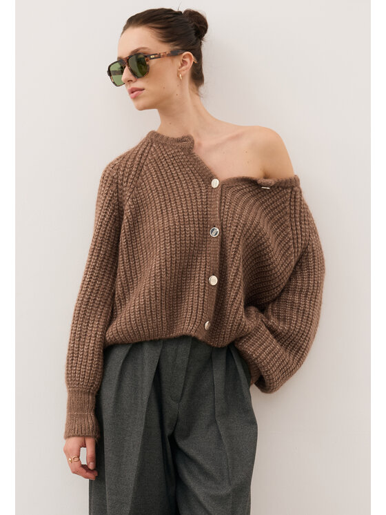 BIZUU BIZUU Sweter ORNAMY Brązowy Standard Fit