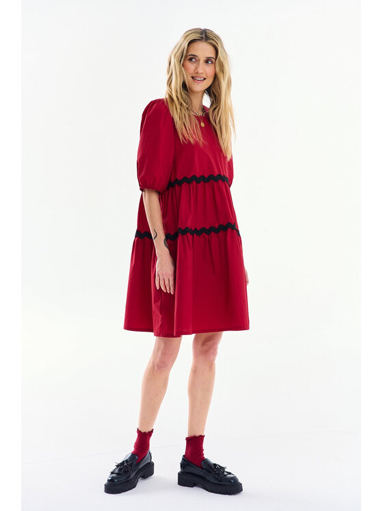 NAOKO NAOKO Sukienka codzienna Chili Pepper Czerwony Oversize