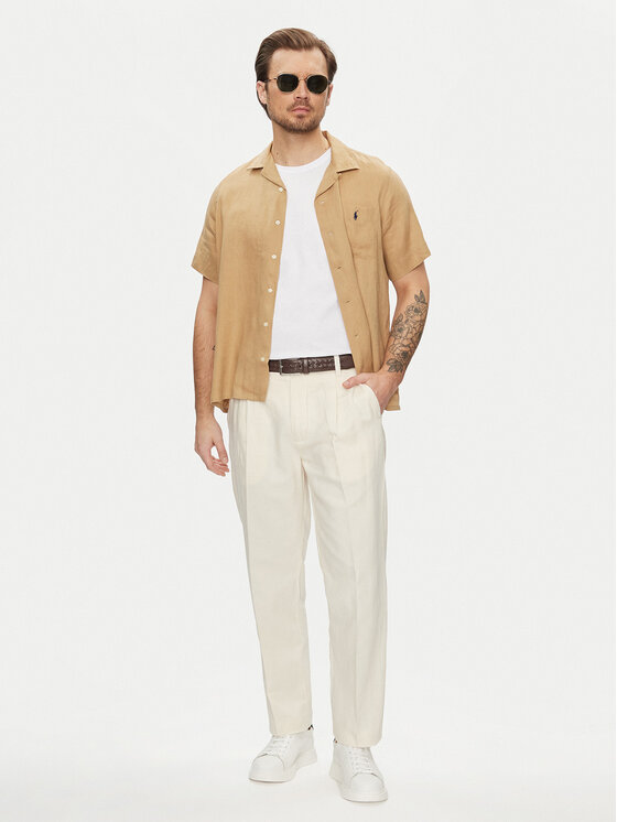 Pepe Jeans Pepe Jeans Chino hlače Relaxed Pleated Linen Pants - 2 PM211700 Écru Relaxed Fit