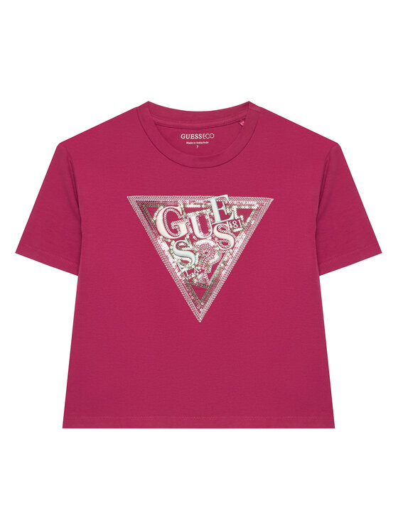 Guess Guess T-shirt J6GI24 K6YW4 Tamno roza Relaxed Fit
