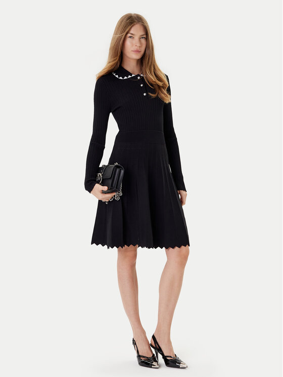 PINKO PINKO Kootud kleit Nisida 105422 A2PT Must Regular Fit