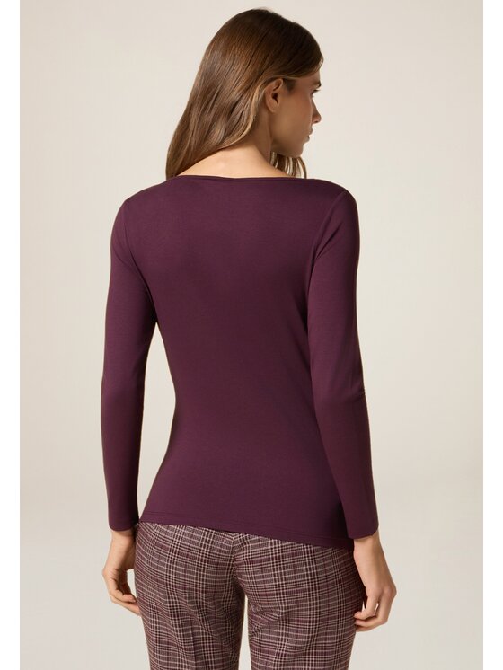 Oltre Oltre Bluzka G093J004548N036 Bordowy Regular Fit
