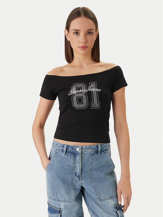 Guess Jeans Tricou W6GI07 J1314 Negru Regular Fit