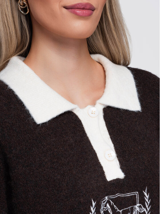 Ombre Ombre Sweter OW-SW-E0015 Brązowy Relaxed Fit