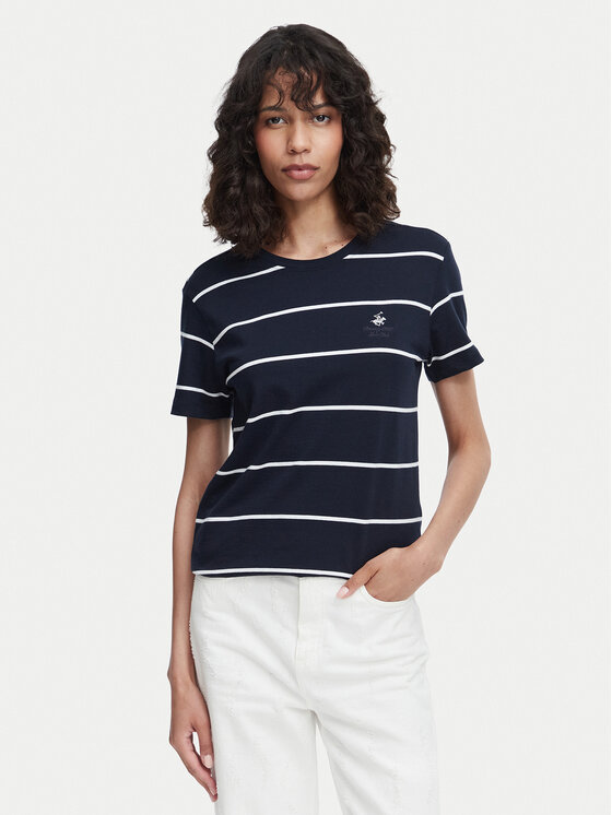 Beverly Hills Polo Club Beverly Hills Polo Club T-Shirt P-SS26W-TS0162 Granatowy Regular Fit