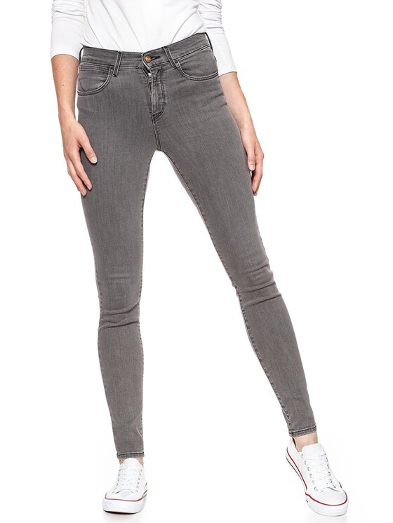 Wrangler Wrangler Jeansy HIGH RISE SKINNY Szary Skinny Fit