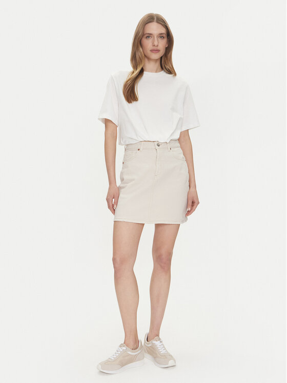 Vero Moda Vero Moda Spódnica jeansowa Tessa 10301536 Écru Regular Fit