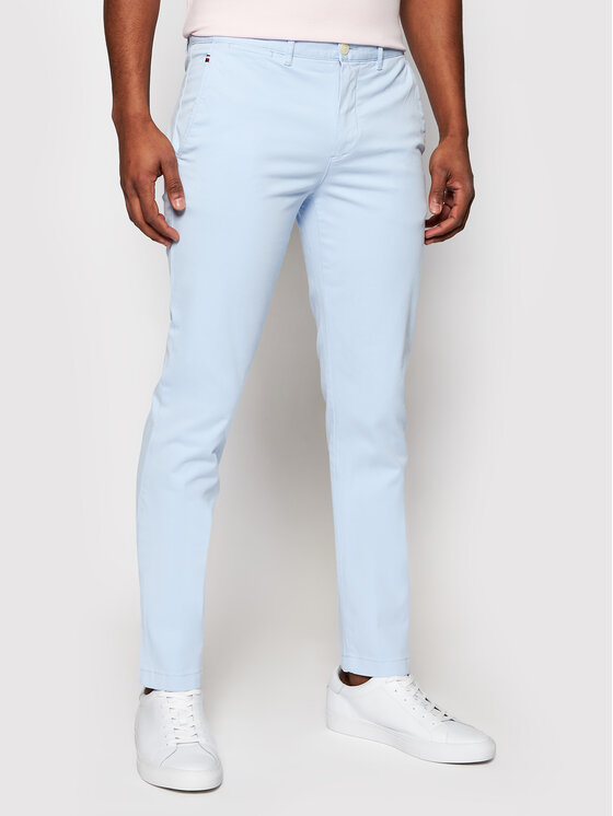 Tommy Hilfiger Tommy Hilfiger Chinosy Bleecker Satin MW0MW13287 Niebieski Slim Fit