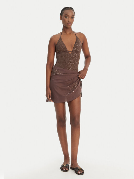 Guess Guess Mini sukně E6GZ15 WO080 Hnědá Regular Fit