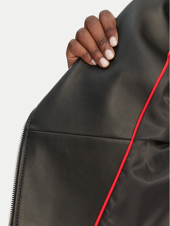 HUGO HUGO Lederjacke Lujana 50551255 Schwarz Regular Fit