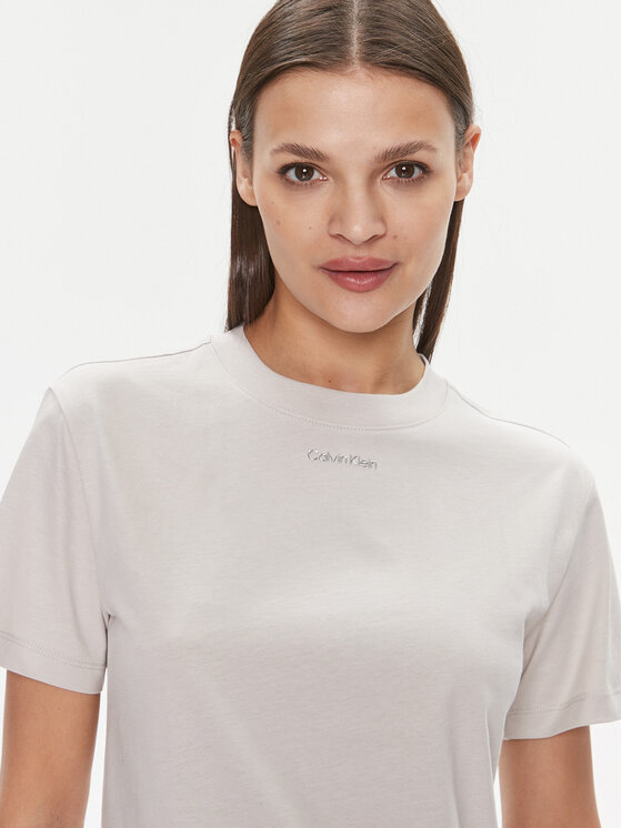 Calvin Klein Calvin Klein T-särk Metallic Micro Logo T Shirt K20K206967 Beež Regular Fit