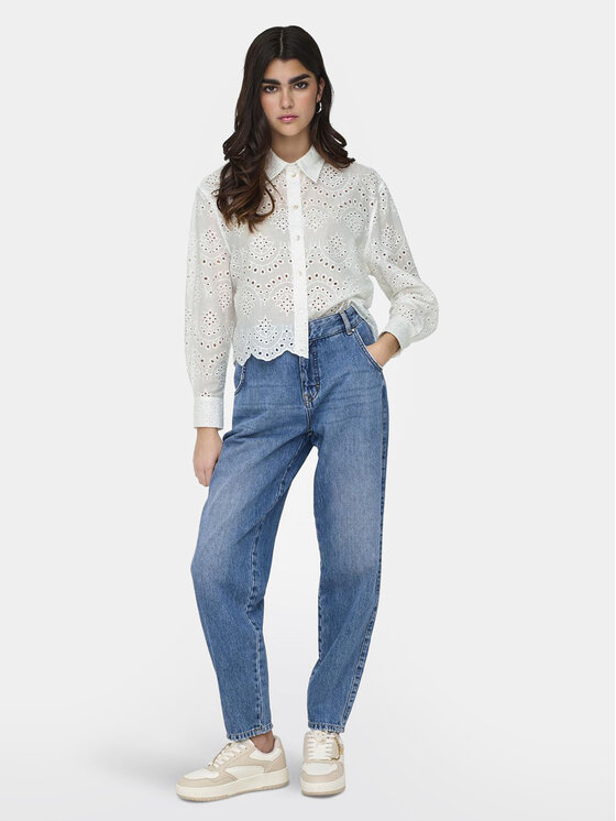 ONLY ONLY Πουκάμισο Valais 15269568 Λευκό Loose Fit