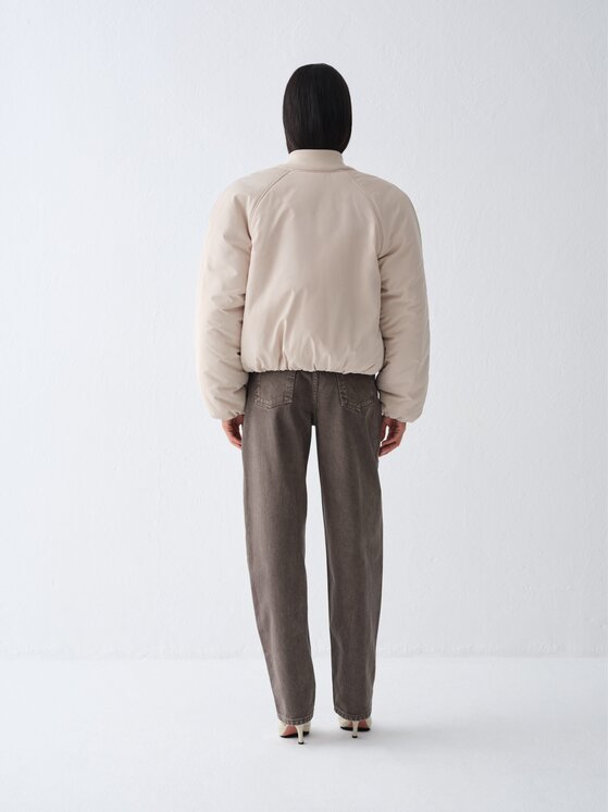 La Mania La Mania Kurtka bomber RAVELLE Kremowy Basic Fit