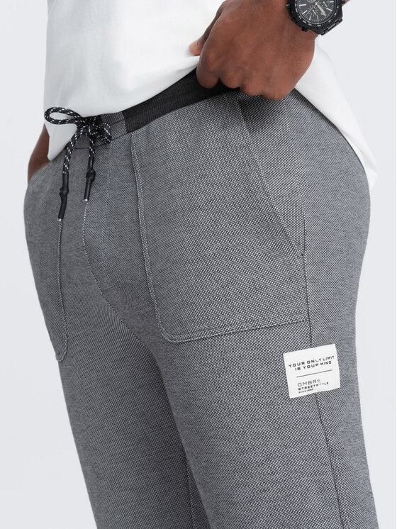 Ombre Ombre Spodnie dresowe OM-PASK-0211 Szary Regular Fit