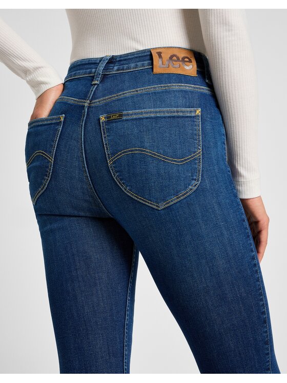 Lee Lee Jeansy Scarlett High Zip Indigo Realness Niebieski Skinny Fit